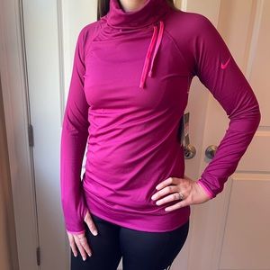 NWT NIKE PRO Dri-Fit Hyperwarm Series Side-Tie Pullover in Fuschia